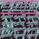 Custom Black Ice Blue-Pink Splatter Torn Sharp Brush Stroke Two-Button Unisex Softball Jersey