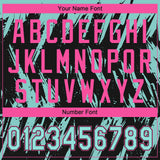 Custom Black Ice Blue-Pink Splatter Torn Sharp Brush Stroke Two-Button Unisex Softball Jersey