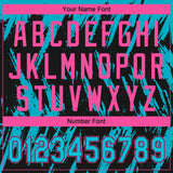 Custom Black Lakes Blue-Pink Splatter Torn Sharp Brush Stroke Two-Button Unisex Softball Jersey