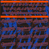 Custom Black Thunder Blue-Orange Splatter Torn Sharp Brush Stroke Two-Button Unisex Softball Jersey