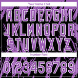 Custom Black Medium Purple-White Splatter Torn Sharp Brush Stroke Two-Button Unisex Softball Jersey