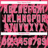 Custom Black Neon Pink-White Splatter Torn Sharp Brush Stroke Two-Button Unisex Softball Jersey