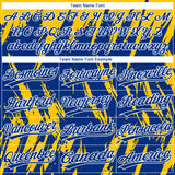 Custom Gold Royal-White Splatter Torn Sharp Brush Stroke Two-Button Unisex Softball Jersey