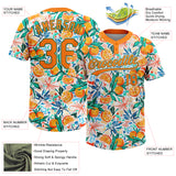 Custom White Bay Orange-Kelly Green Hawaii Fruit Orange Two-Button Unisex Softball Jersey