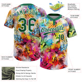Custom Graffiti Pattern Kelly Green-White Vibrant Multi-Color Street Style Two-Button Unisex Softball Jersey