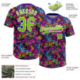 Custom Graffiti Pattern Neon Green-White Vibrant Multi-Color Street Style Two-Button Unisex Softball Jersey
