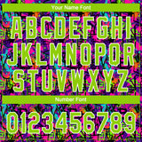Custom Graffiti Pattern Neon Green-White Vibrant Multi-Color Street Style Two-Button Unisex Softball Jersey