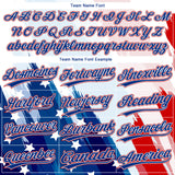 Custom White Royal-Red American Flag Two-Button Unisex Softball Jersey