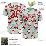 Custom Green Red-White Christmas Santa Claus 3D Pattern Design Two-Button Unisex Softball Jersey