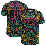 Custom Black Pink Bowling 3D Pattern Design Two-Button Unisex Softball Jersey