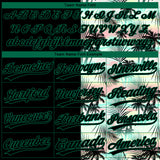 Custom Black Kelly Green Tropical Palm Leaves Two-Button Unisex Softball Jersey