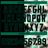 Custom Black Kelly Green Tropical Palm Leaves Two-Button Unisex Softball Jersey