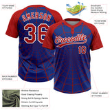 Custom Royal Red-White Spider Web 3D Pattern Design Two-Button Unisex Softball Jersey
