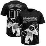 Custom Black White Astronaut 3D Pattern Design Two-Button Unisex Softball Jersey