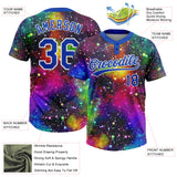 Custom Graffiti Pattern Thunder Blue-White Galaxy Star Two-Button Unisex Softball Jersey