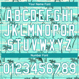 Custom Teal White Hawaii Palm Trees And Dolphin Two-Button Unisex Softball Jersey