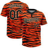 Custom Orange Black-Cream Tiger Print 3D Pattern Design Two-Button Unisex Softball Jersey