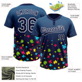 Custom Navy White Puzzle 3D Pattern Design Two-Button Unisex Softball Jersey