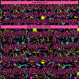 Custom Graffiti Pattern Black-Pink Vibrant Multi-Color Abstract Splatter Two-Button Unisex Softball Jersey