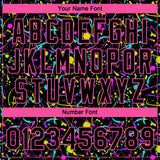 Custom Graffiti Pattern Black-Pink Vibrant Multi-Color Abstract Splatter Two-Button Unisex Softball Jersey