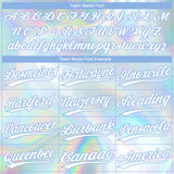 Custom White Light Blue Abstract Trendy Holographic Vaporwave Style 3D Pattern Design Two-Button Unisex Softball Jersey