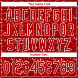 Custom Red-White Raglan Sleeves Distressed Fragment Brush Stroke Two-Button Unisex Softball Jersey