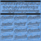 Custom Light Blue-Black Raglan Sleeves Distressed Fragment Brush Stroke Two-Button Unisex Softball Jersey