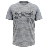 Custom Gray-Black Raglan Sleeves Distressed Fragment Brush Stroke Two-Button Unisex Softball Jersey