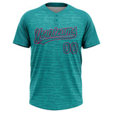 Custom Teal Black-Pink Raglan Sleeves Distressed Fragment Brush Stroke Two-Button Unisex Softball Jersey