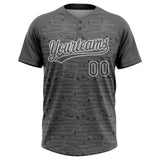 Custom Steel Gray-White Raglan Sleeves Distressed Fragment Brush Stroke Two-Button Unisex Softball Jersey