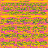 Custom Pink Yellow-Kelly Green Raglan Sleeves Distressed Fragment Brush Stroke Two-Button Unisex Softball Jersey