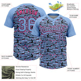 Custom Light Blue Black-Pink Raglan Sleeves Distressed Fragment Brush Stroke Two-Button Unisex Softball Jersey