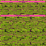 Custom Neon Green Black-Pink Raglan Sleeves Distressed Fragment Brush Stroke Two-Button Unisex Softball Jersey