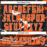 Custom Black Orange-White Raglan Sleeves Abstract Fluid Marble Two-Button Unisex Softball Jersey