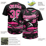 Custom Black Pink-White Raglan Sleeves Abstract Fluid Marble Two-Button Unisex Softball Jersey