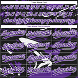 Custom Black Purple-White Raglan Sleeves Abstract Fluid Marble Two-Button Unisex Softball Jersey