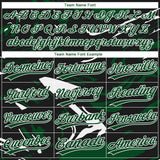 Custom Black Green-White Raglan Sleeves Abstract Fluid Marble Two-Button Unisex Softball Jersey