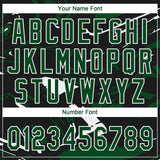 Custom Black Green-White Raglan Sleeves Abstract Fluid Marble Two-Button Unisex Softball Jersey