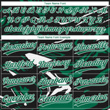 Custom Black Kelly Green-White Raglan Sleeves Abstract Fluid Marble Two-Button Unisex Softball Jersey