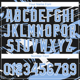 Custom Black Light Blue-White Raglan Sleeves Abstract Fluid Marble Two-Button Unisex Softball Jersey