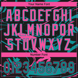 Custom Black Teal-Pink Raglan Sleeves Abstract Fluid Marble Two-Button Unisex Softball Jersey