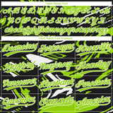 Custom Black Neon Green-White Raglan Sleeves Abstract Fluid Marble Two-Button Unisex Softball Jersey