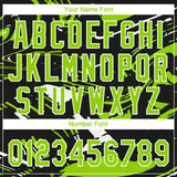 Custom Black Neon Green-White Raglan Sleeves Abstract Fluid Marble Two-Button Unisex Softball Jersey