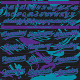 Custom Black Purple-Teal Raglan Sleeves Abstract Fluid Marble Two-Button Unisex Softball Jersey