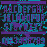Custom Black Purple-Teal Raglan Sleeves Abstract Fluid Marble Two-Button Unisex Softball Jersey