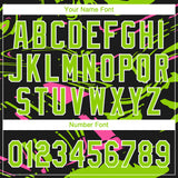 Custom Black Neon Green Pink-White Raglan Sleeves Abstract Fluid Marble Two-Button Unisex Softball Jersey