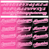 Custom Black Pink-White Gradient Horizontal Stripe Two-Button Unisex Softball Jersey