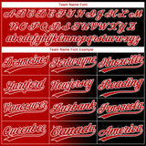 Custom Black Red-White Gradient Horizontal Stripe Two-Button Unisex Softball Jersey