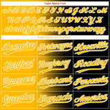 Custom Black Gold-White Gradient Horizontal Stripe Two-Button Unisex Softball Jersey