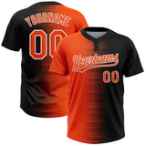 Custom Black Orange-White Gradient Horizontal Stripe Two-Button Unisex Softball Jersey